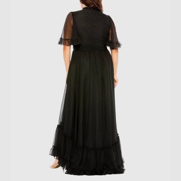 Mac Duggal 68427 Size 20W 20 Black High Neck Ruffle Tiered Maxi Long Gown Dress - Picture 4 of 4